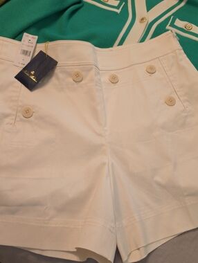 Brooks Brothers White Button-Front Bermuda Shorts